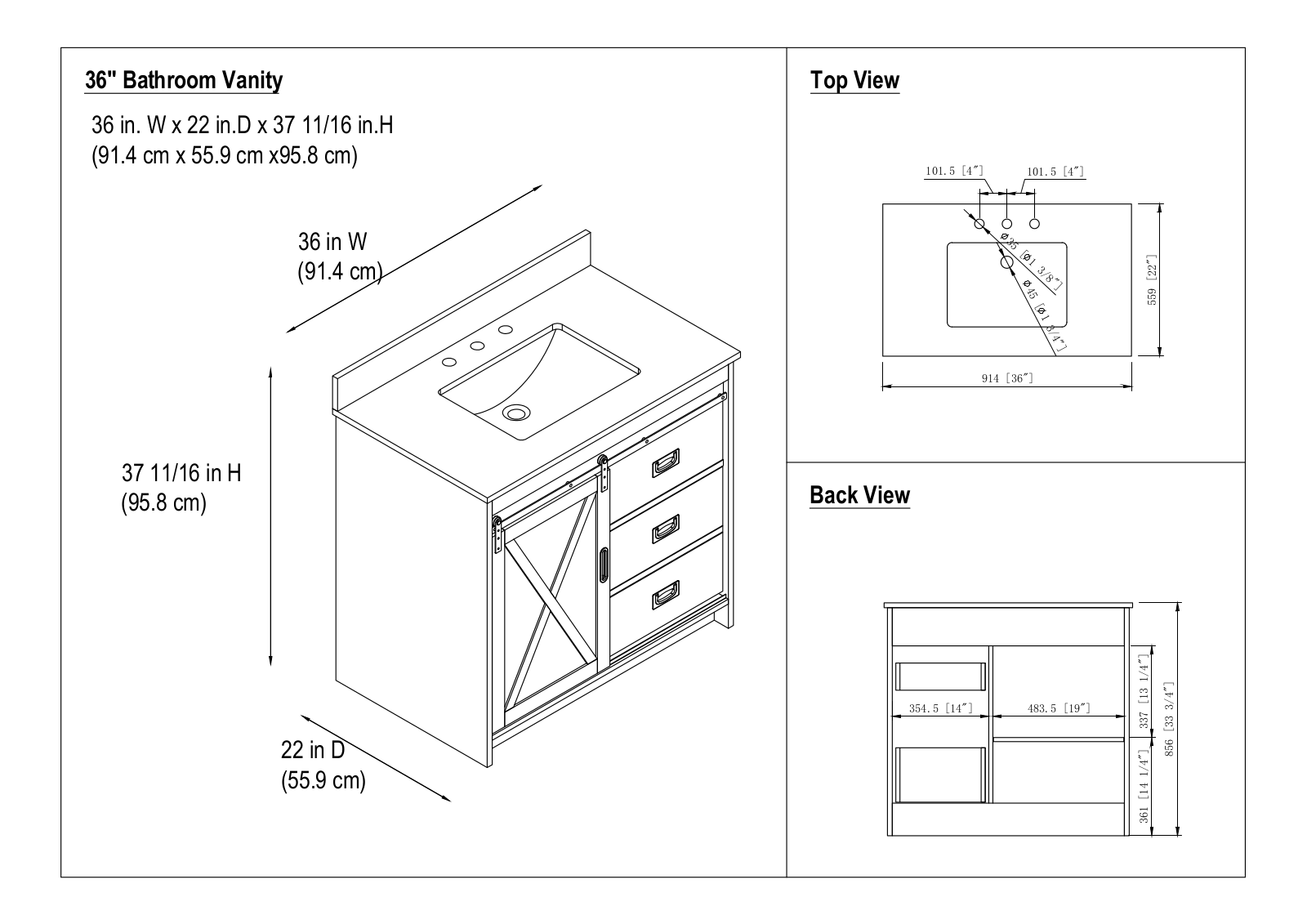 Sand & Stable™ W004726329 Dimensions - ManualMachine.com