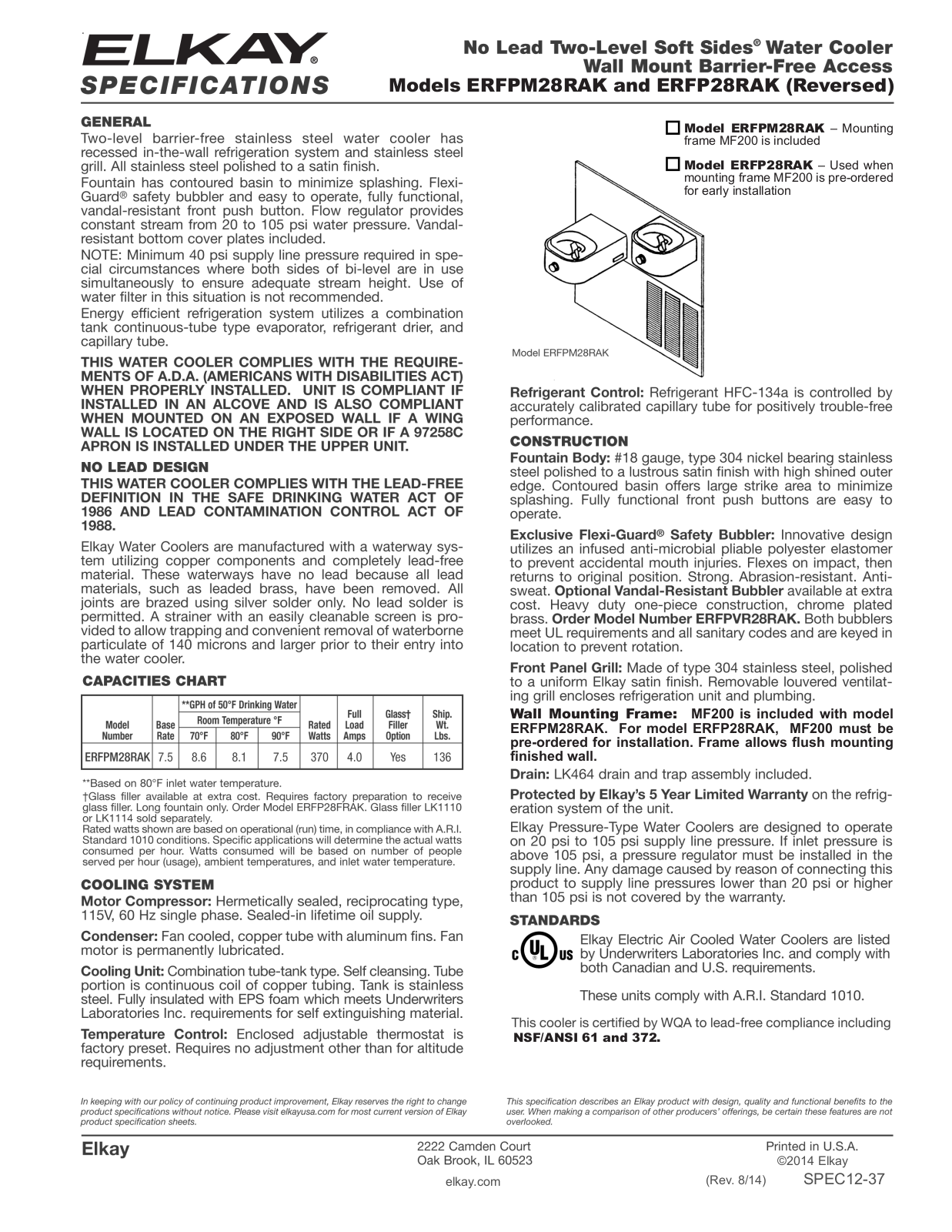 Elkay ERFPM28RAK Specifications - ManualMachine.com
