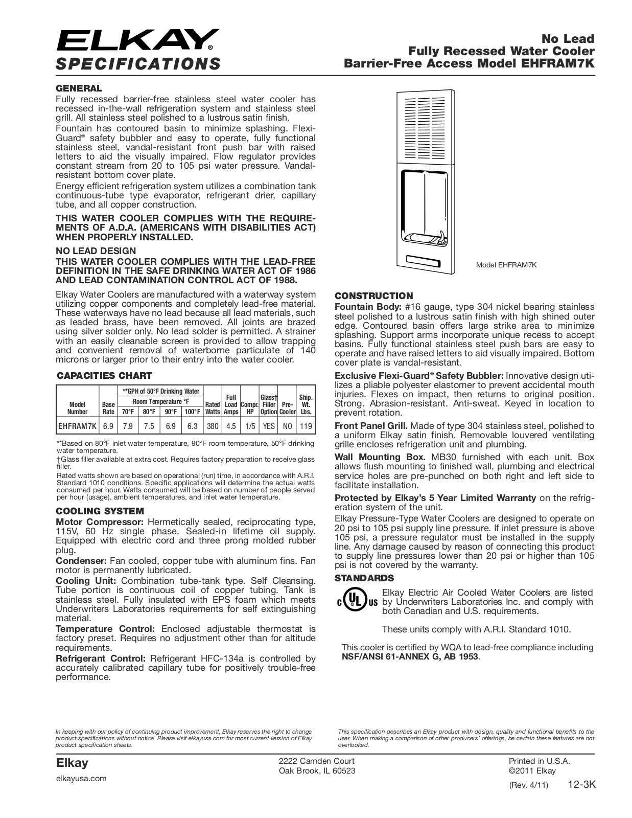 Elkay EHFRAM7K User Manual