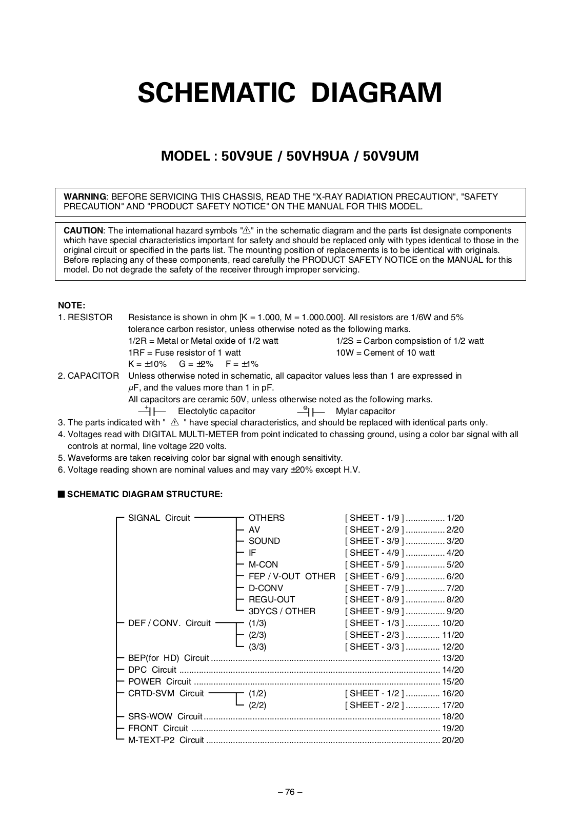 Toshiba 50V9U, 50VH9UA, 50V9UM Schematic