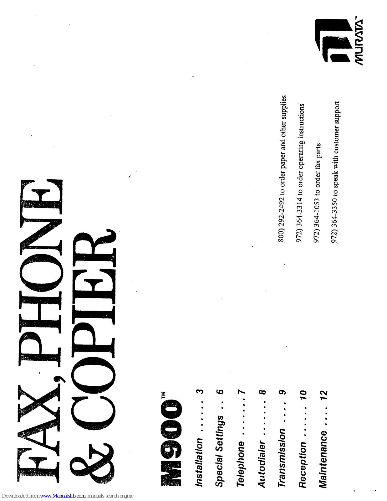 Murata M-900 User Manual - ManualMachine.com