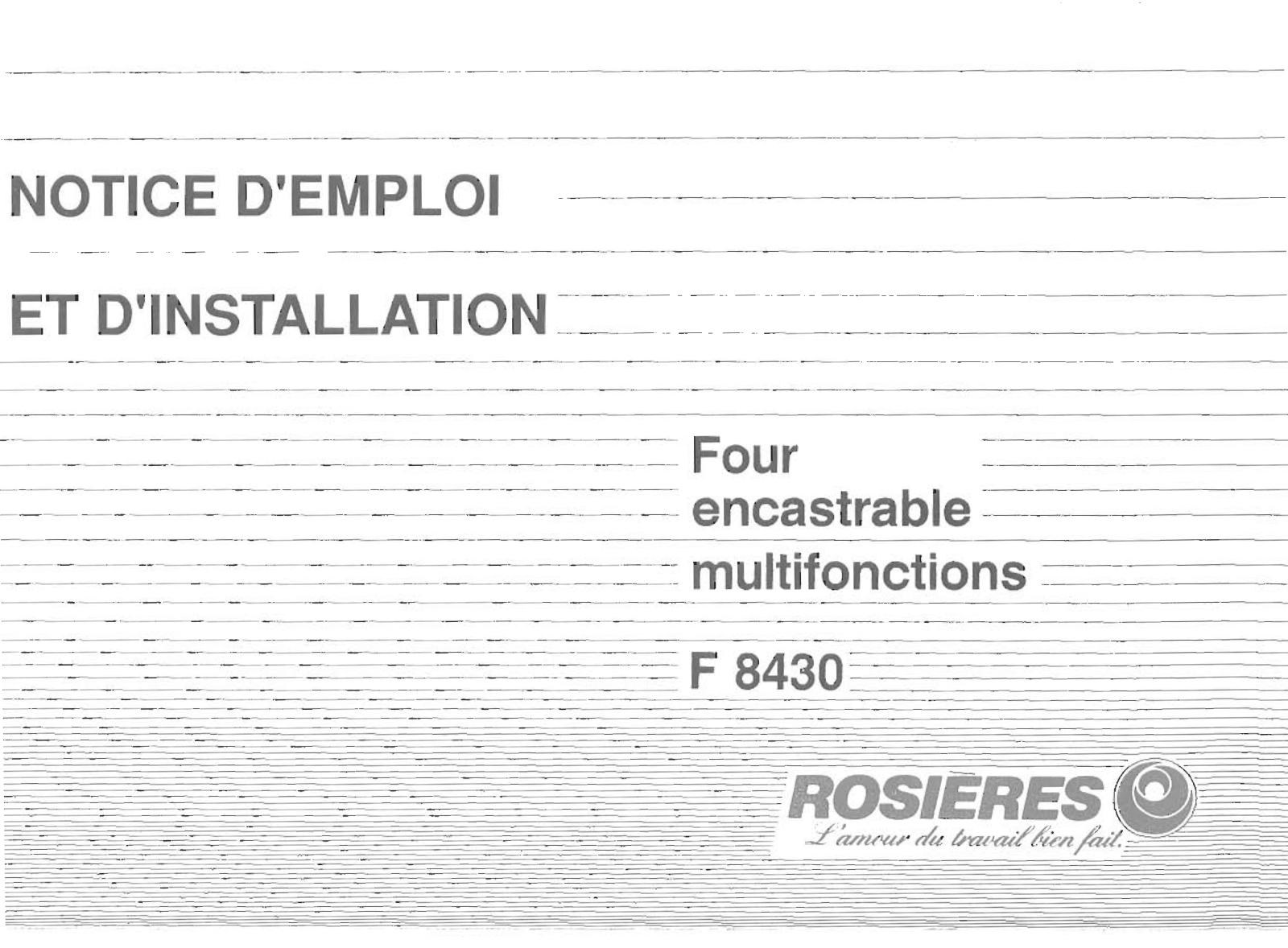 ROSIERES F 8430 User Manual