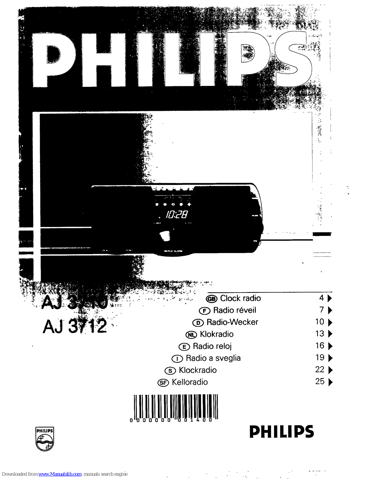 Philips AJ3712/05, AJ3712, AJ3710 User Manual