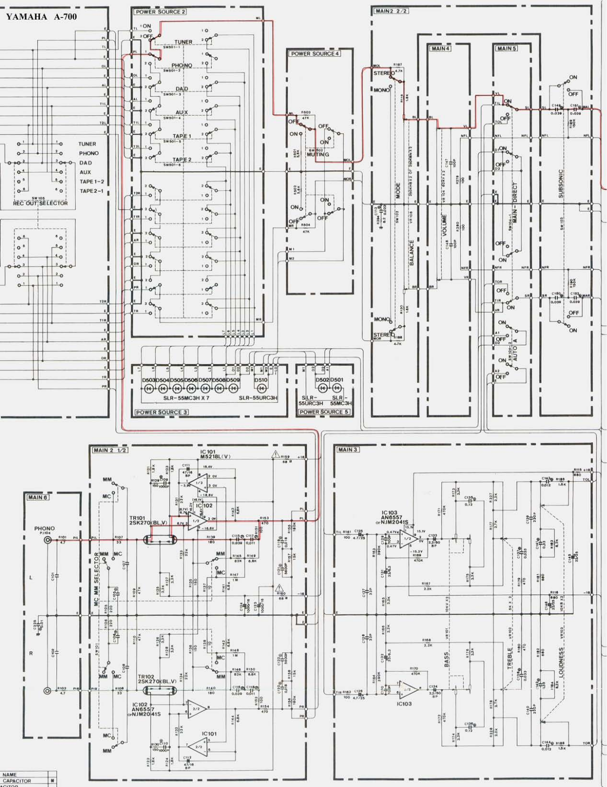 Yamaha A-700 Schematics