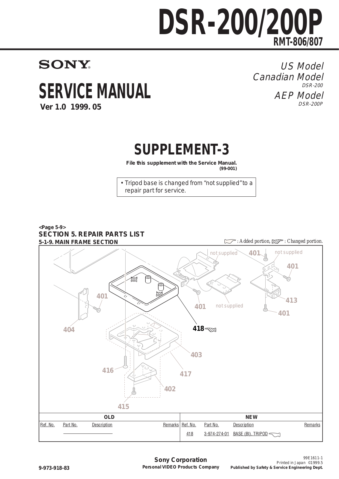 Sony DSR-200, DSR-200P Service Manual