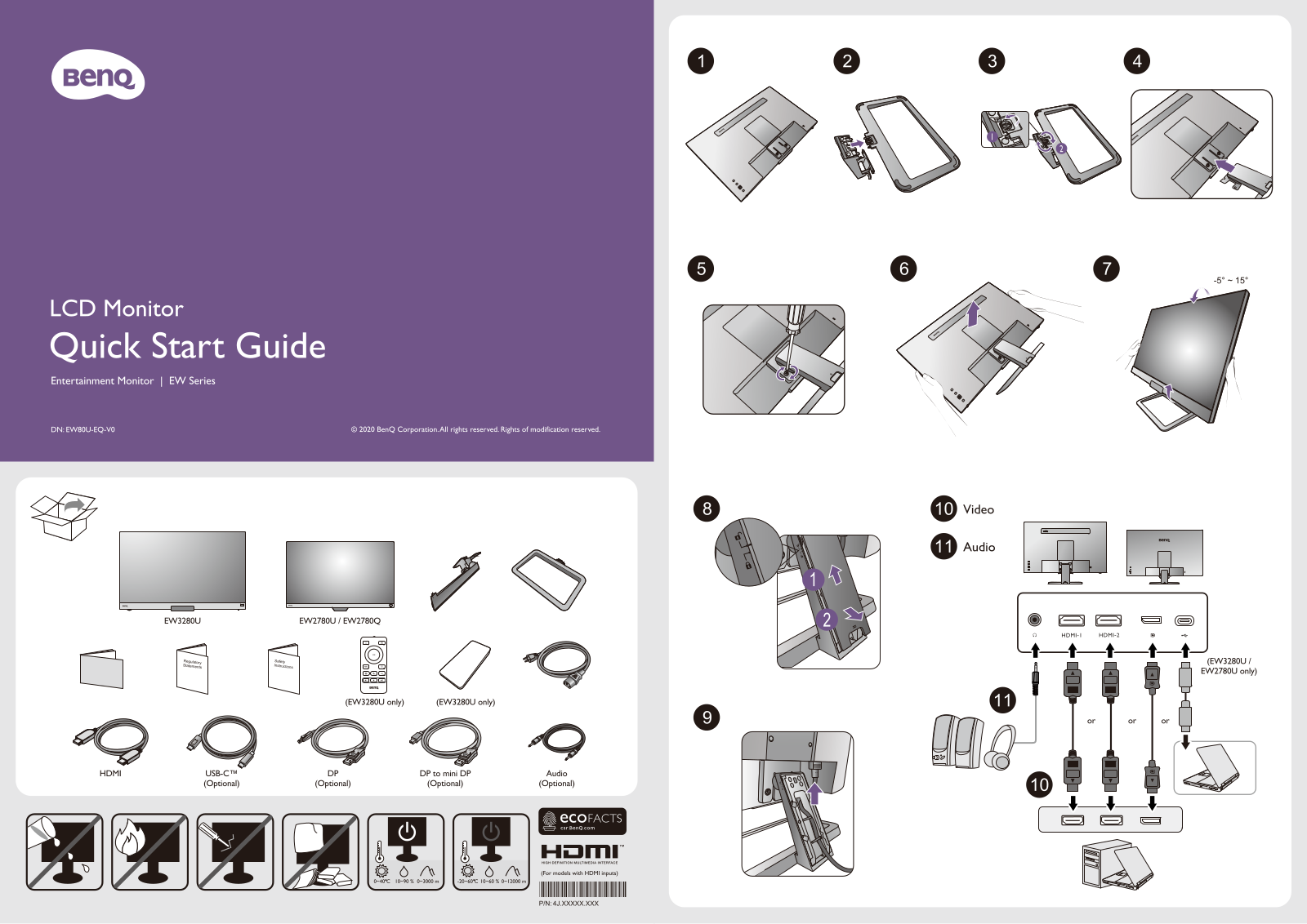 BenQ EW80U-EQ-V0 Quick Start Guide