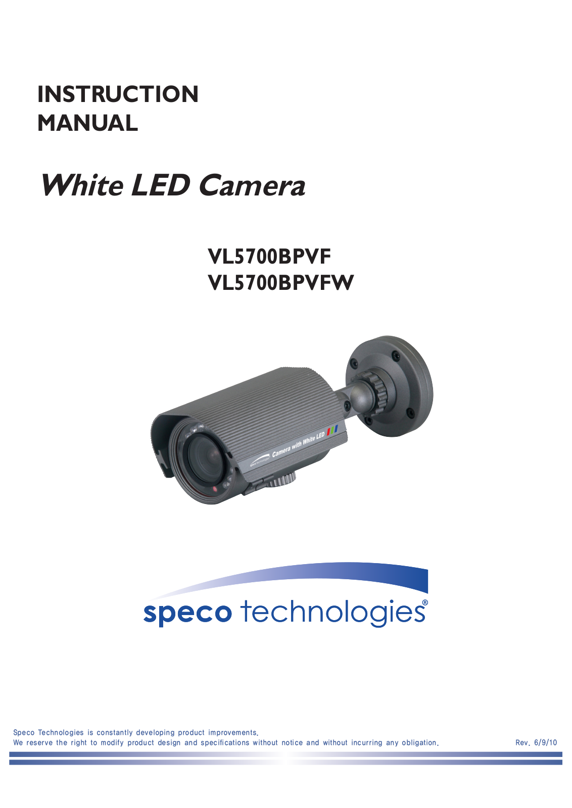 Speco Technologies VL5700BPVF, VL5700BPVFW User Manual