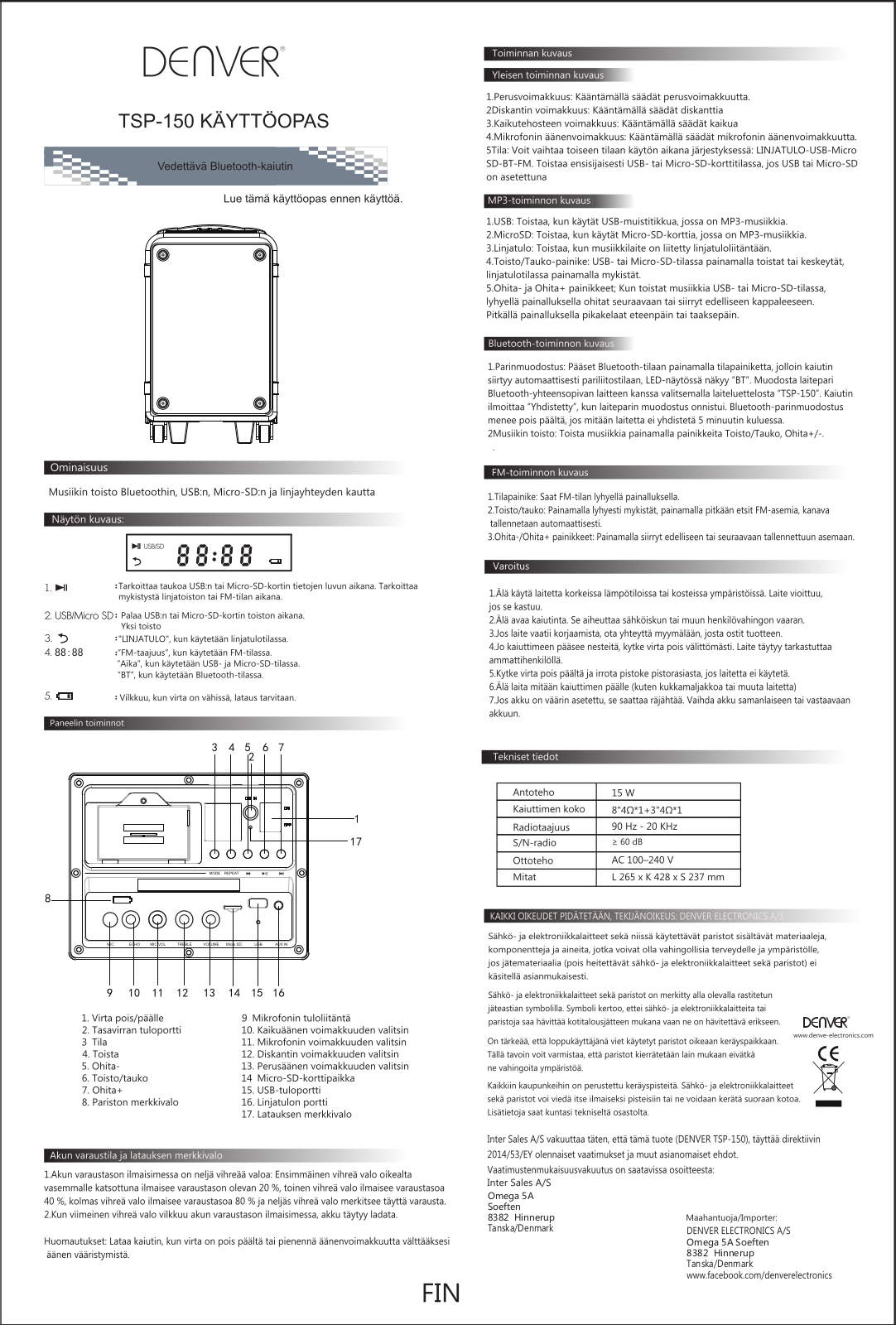 Denver TSP-150 User Guide