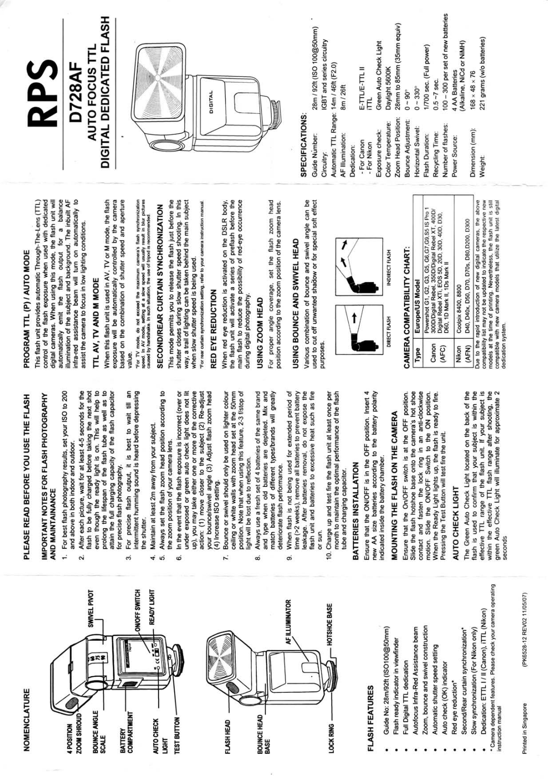 RPS RS-D728AF-S, RS-D728AF-N, RS-D728AF-C User manual