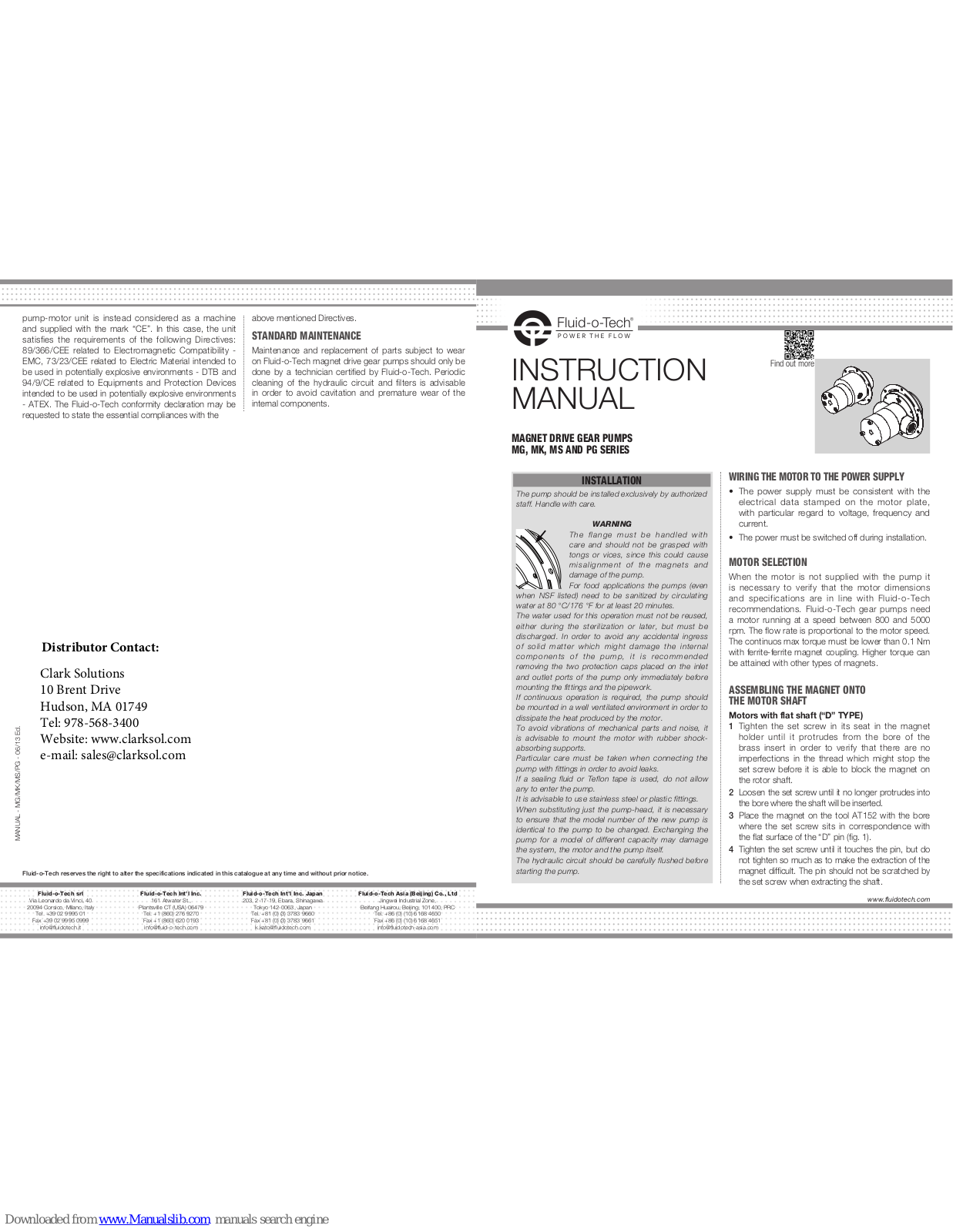 fluid-o-tech MK series, MG series, MS series, PG series Instruction Manual