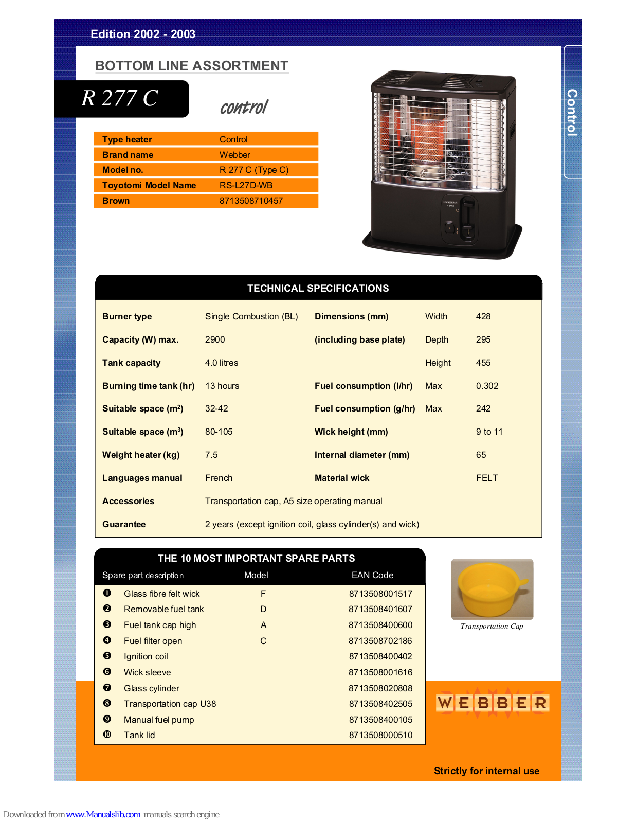 Webber R 277 C Datasheet - ManualMachine.com
