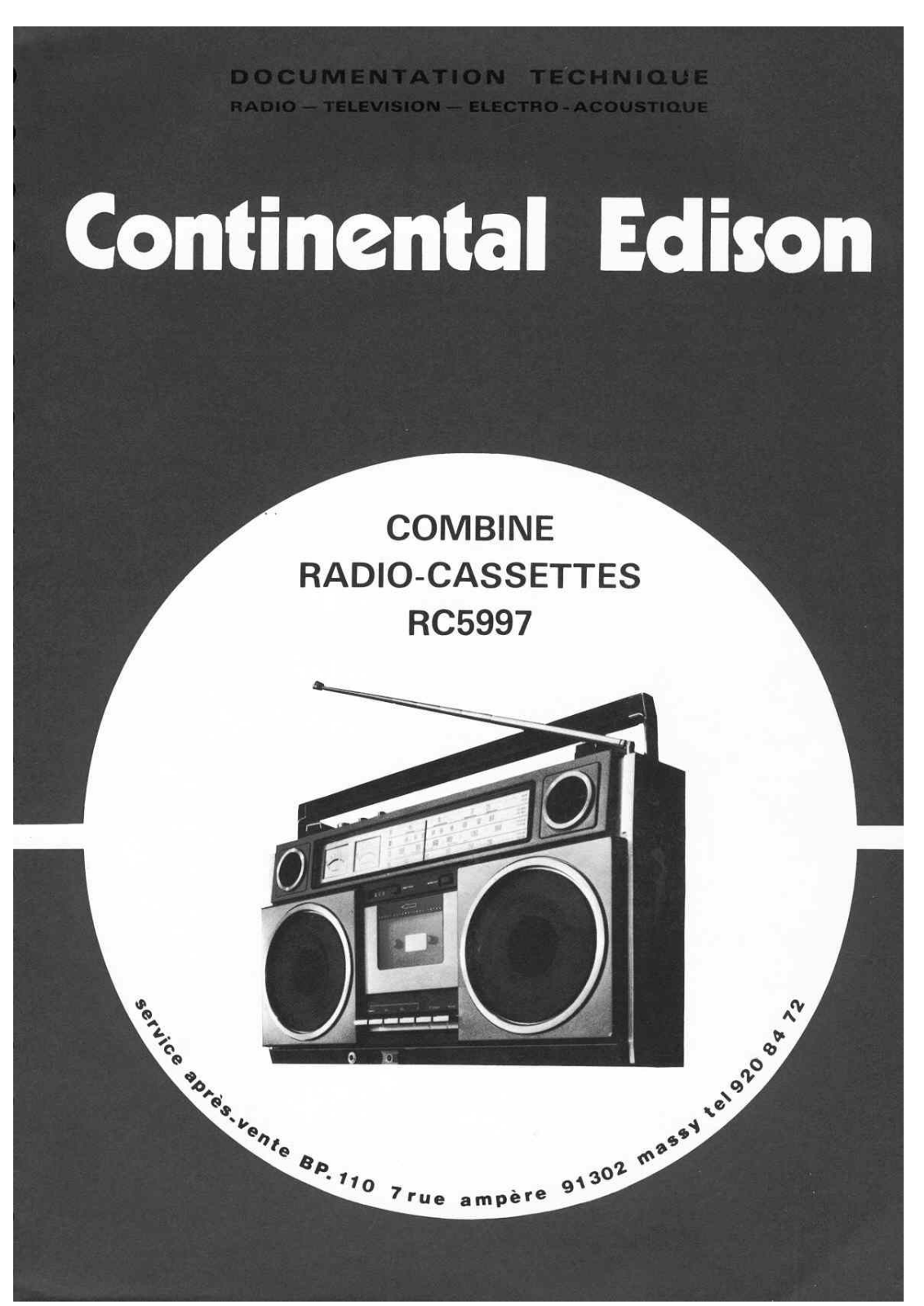 Continental Edison RC-5997 Service Manual