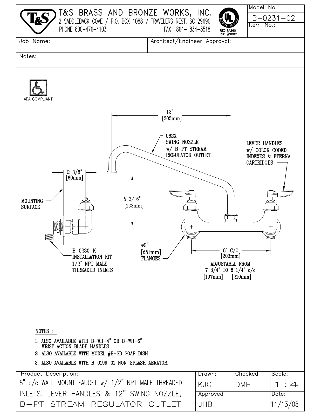 T & S Brass & Bronze Works B-0231-02 General Manual