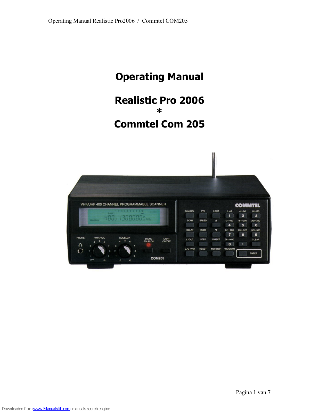 Commtel Com 205 Operating Manual