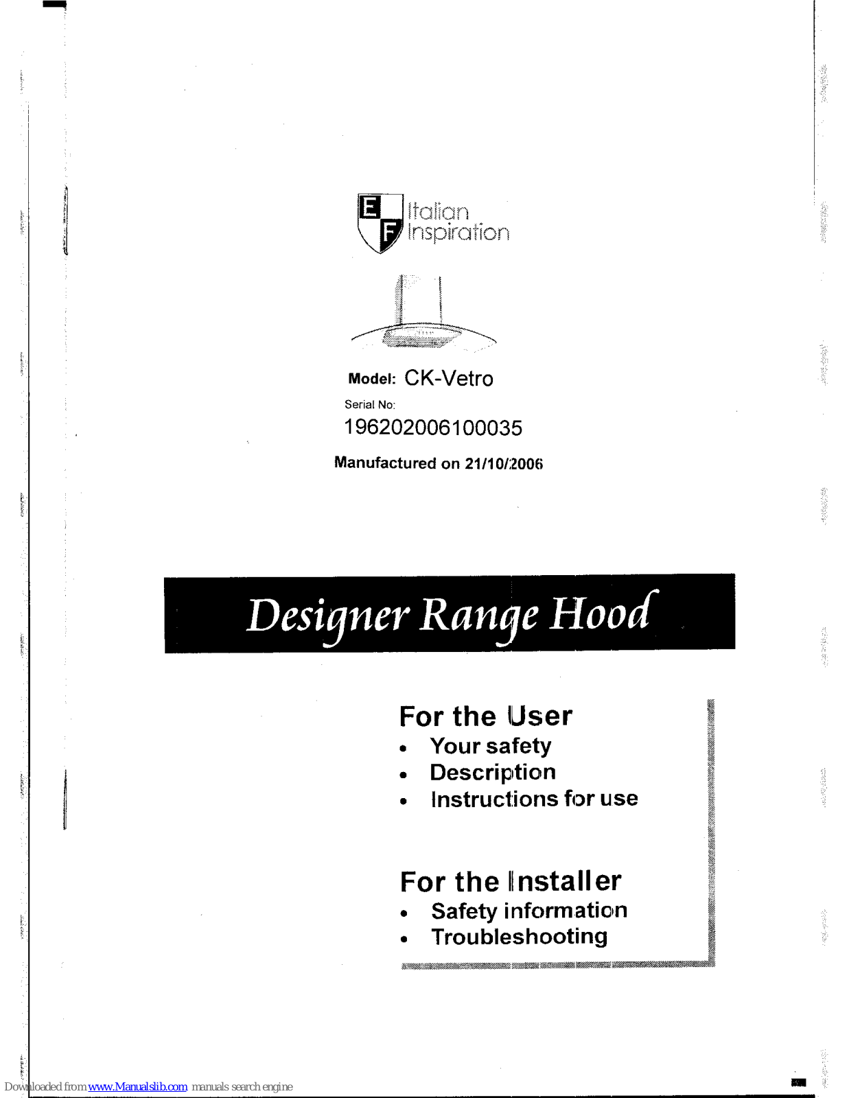 EF CK-Vetro User Manual