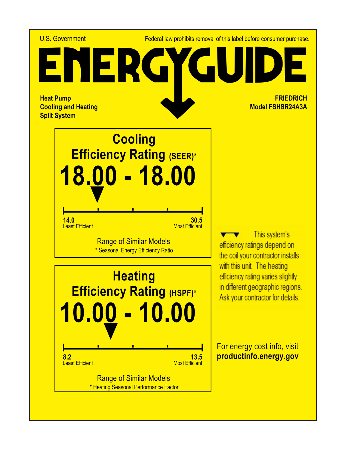 Friedrich FSHW243 Energy manual