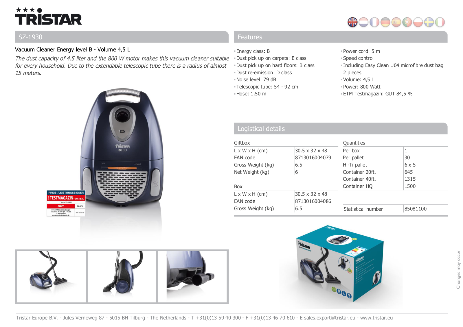 Tristar SZ-1930 User Manual