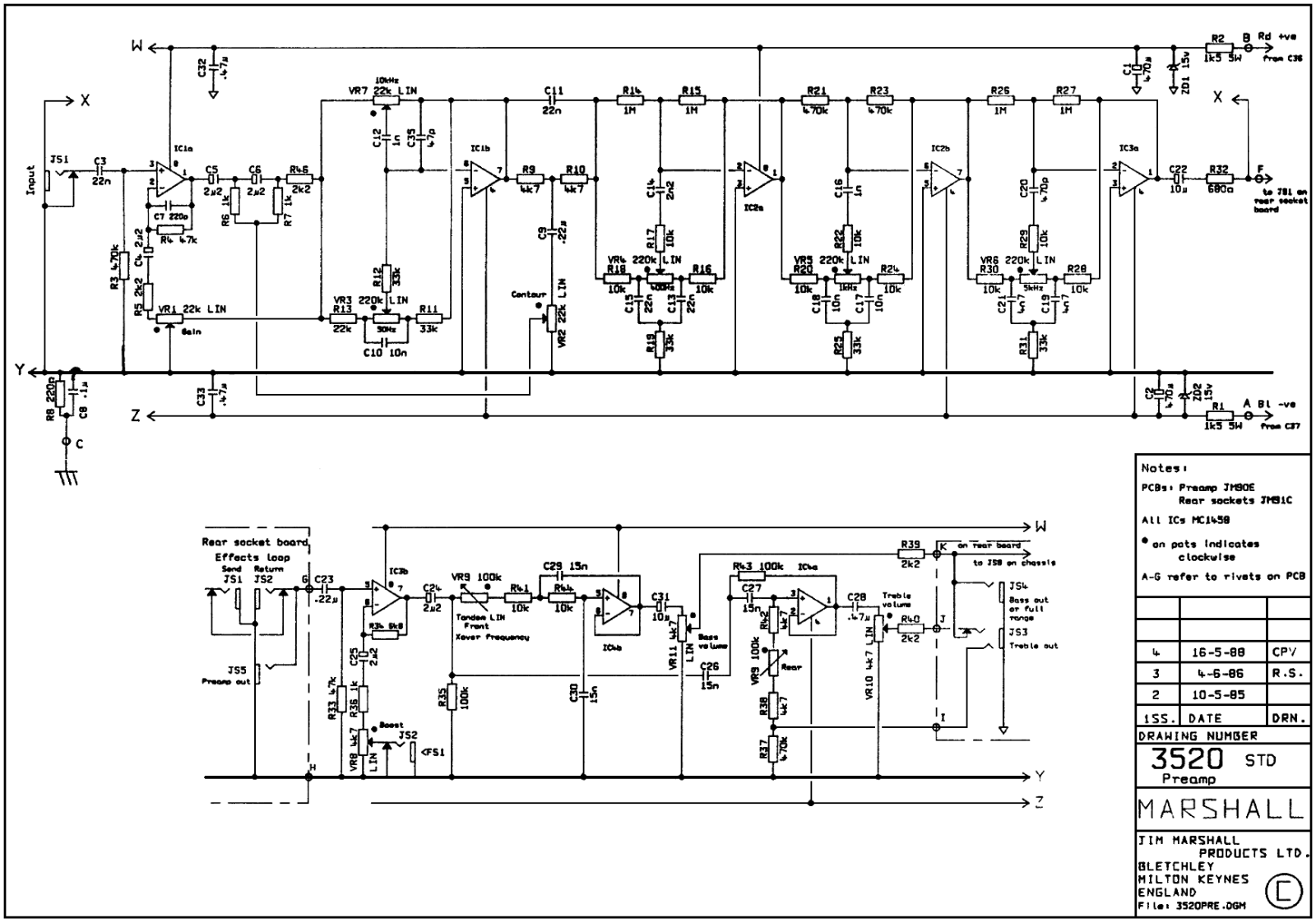 Marshall 3520-Preamp Schematic