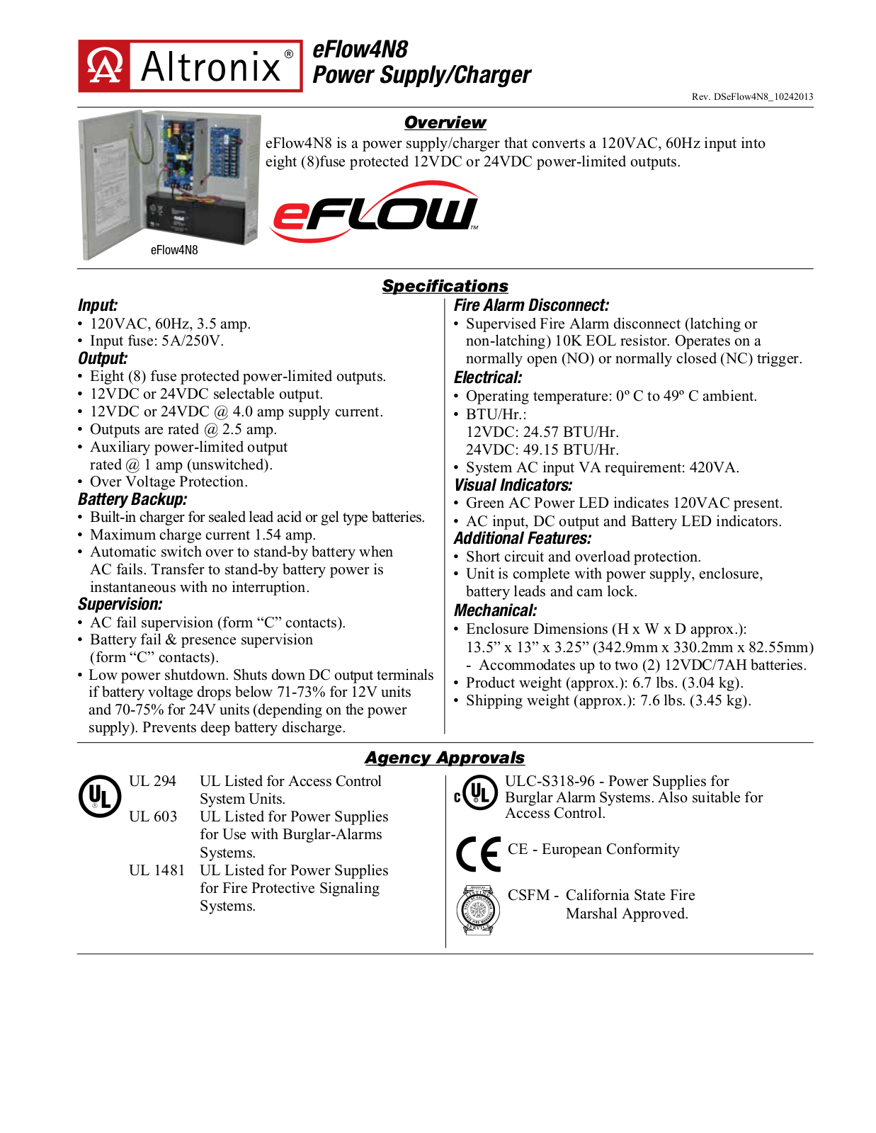 Altronix eFlow4N8 Specsheet