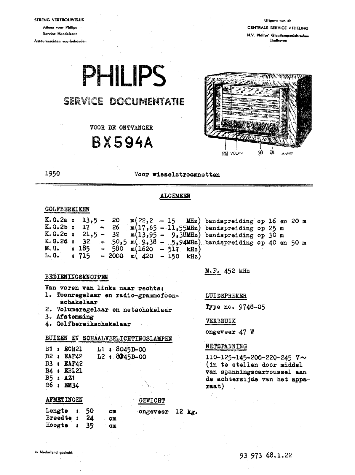 Philips BX594A Schematic