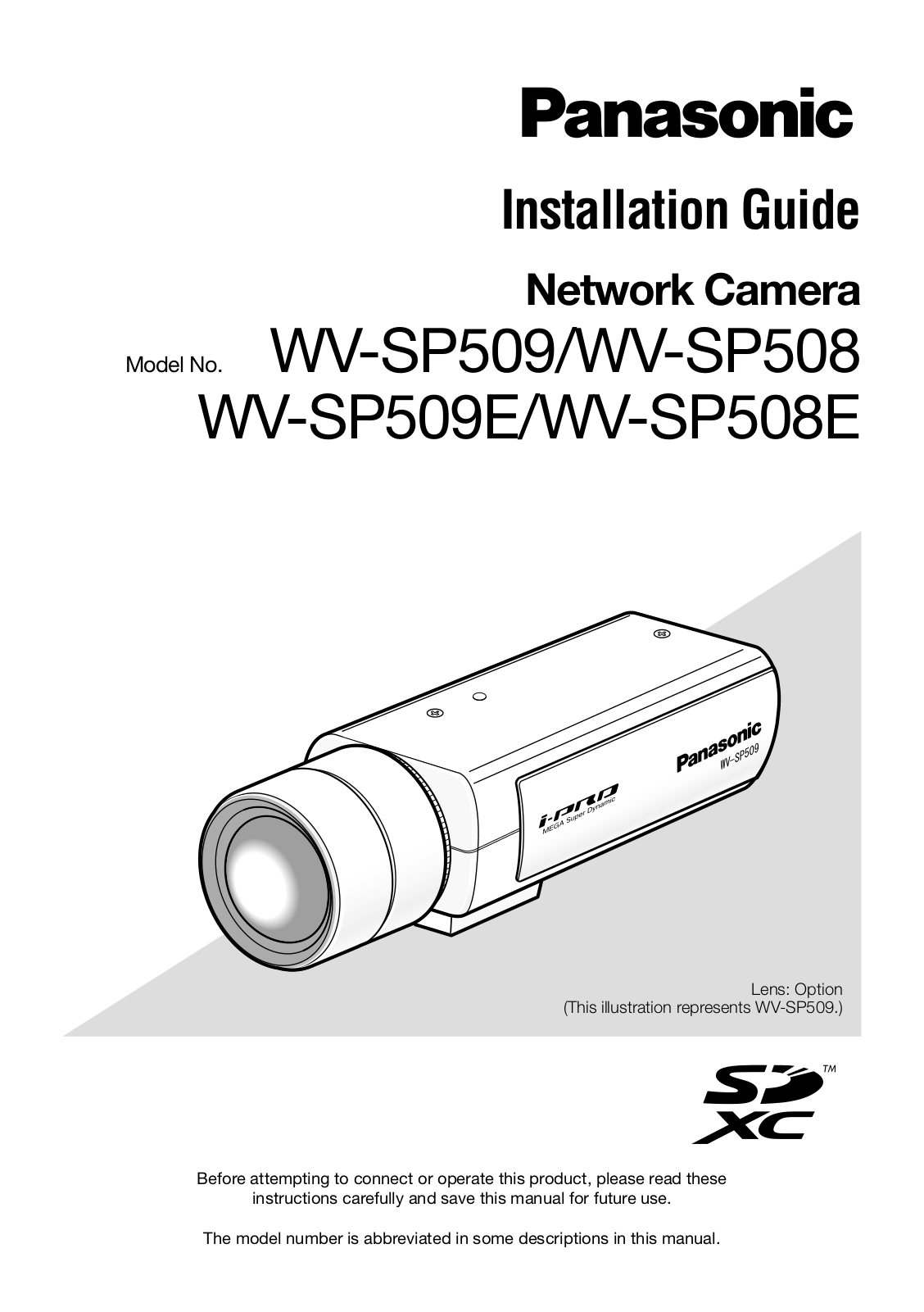 Panasonic WV-SP509 Operating Instructions