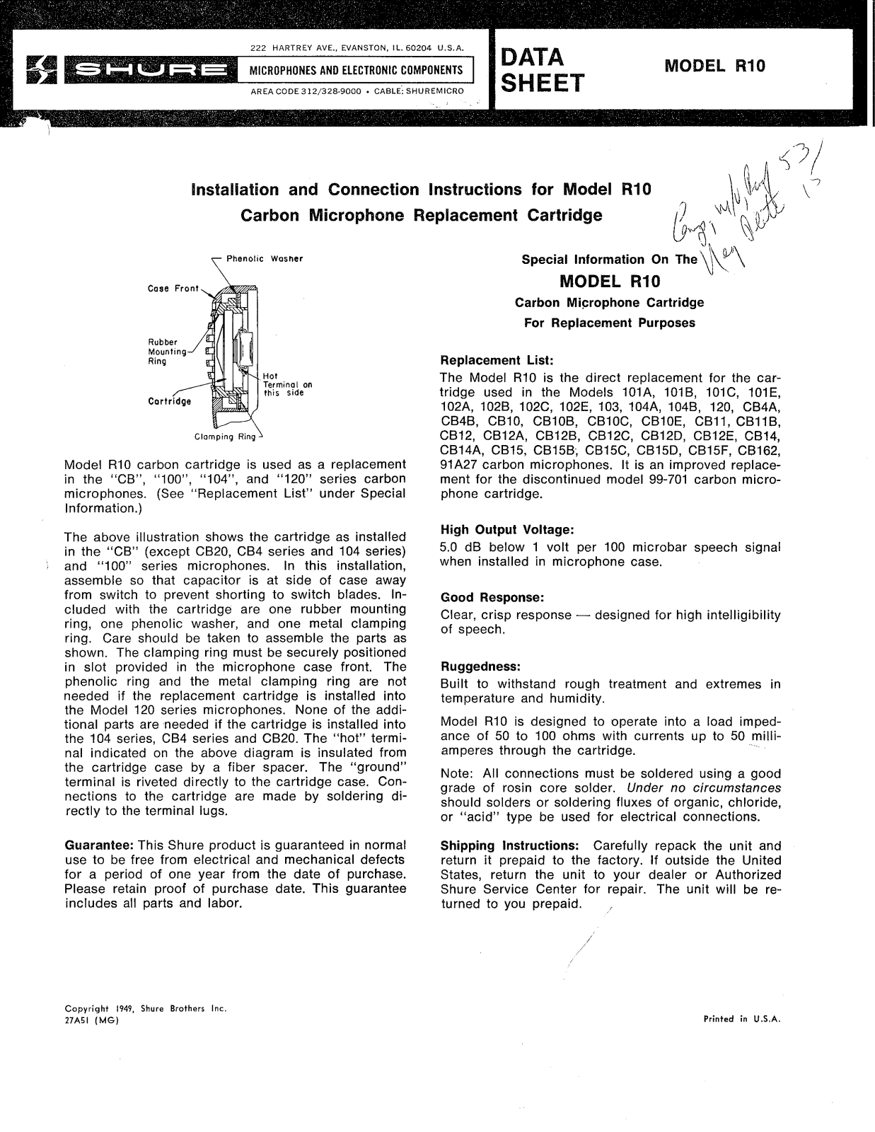 Shure R10 User Guide - ManualMachine.com