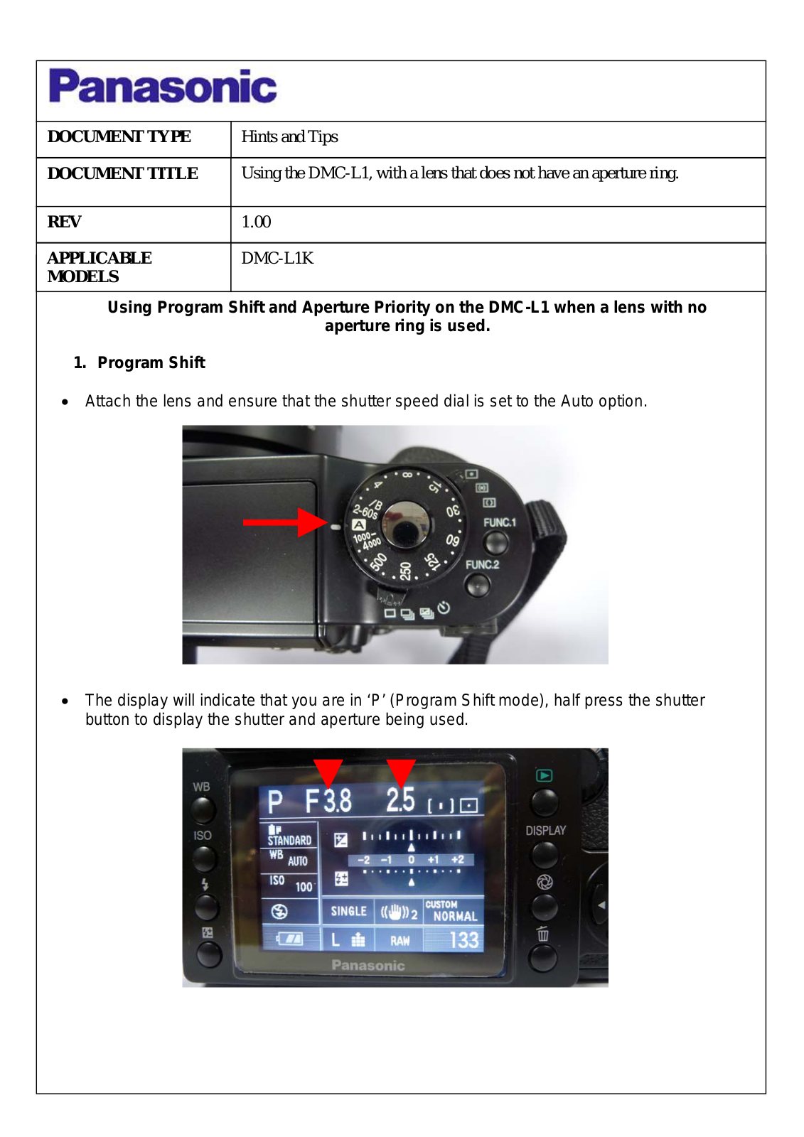 PANASONIC DMCL1KEG, DMCL1KEB User Manual