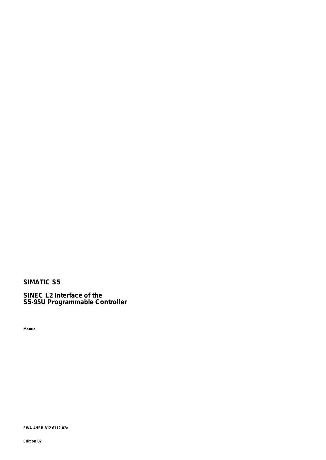 Siemens SIMATIC S5,SINEC L2,S5-95U User Manual