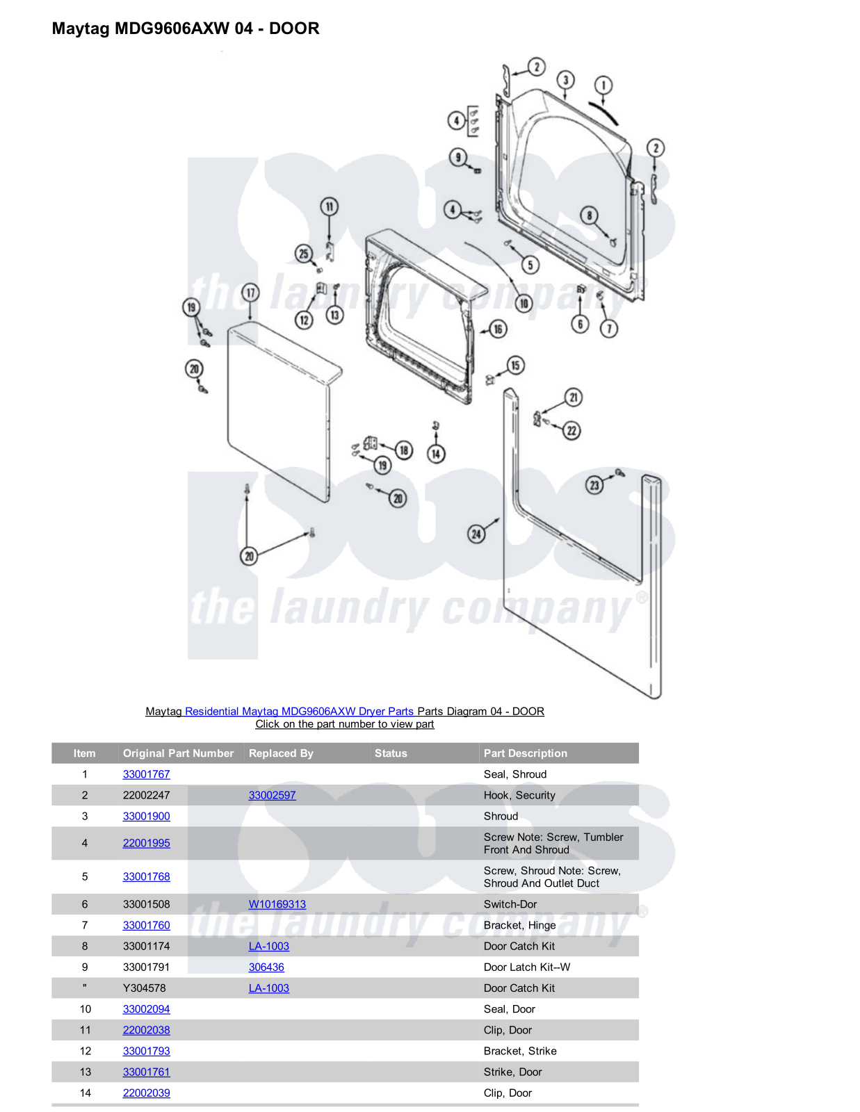 Maytag MDG9606AXW Parts Diagram