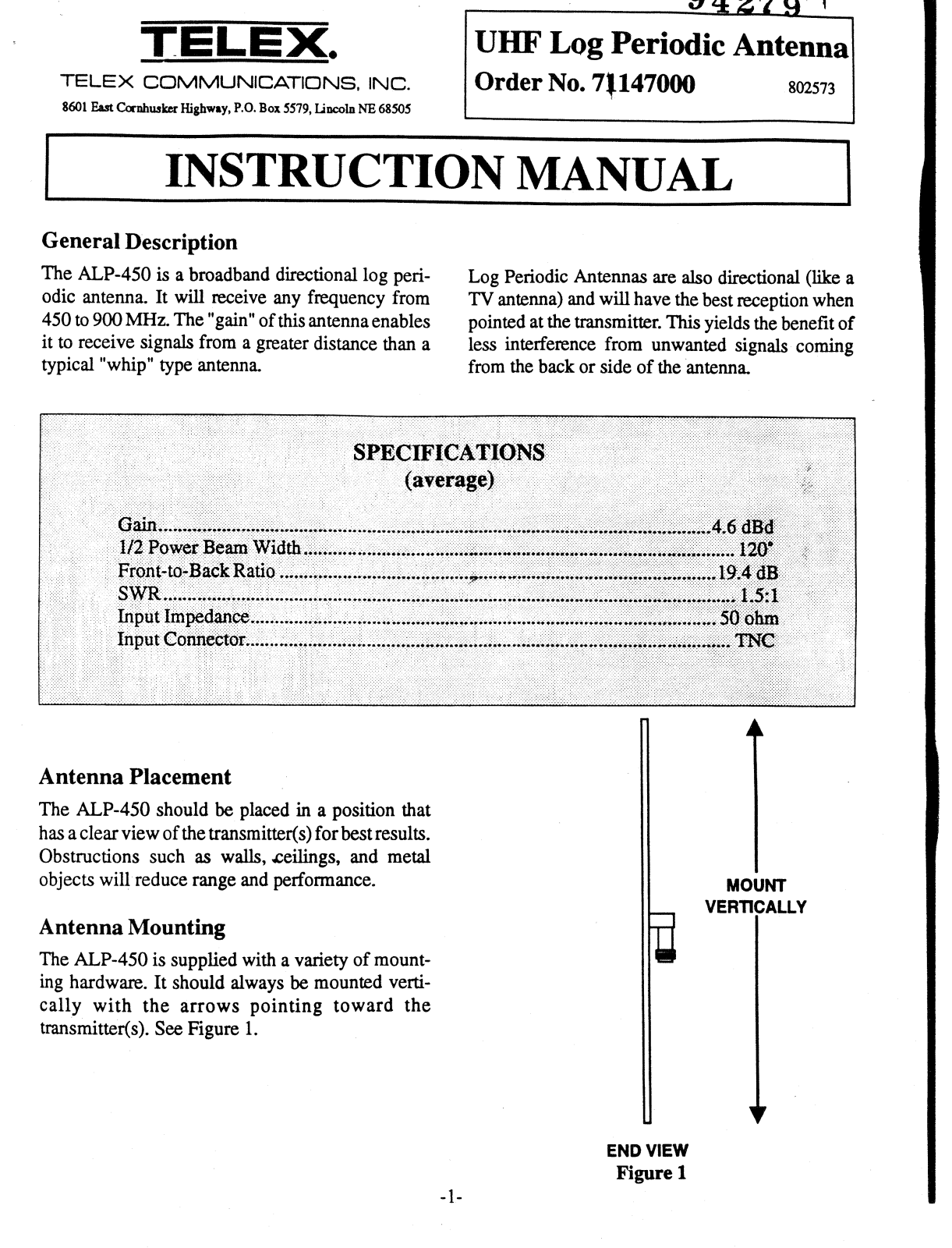 Electro-voice ALP-450 User Manual