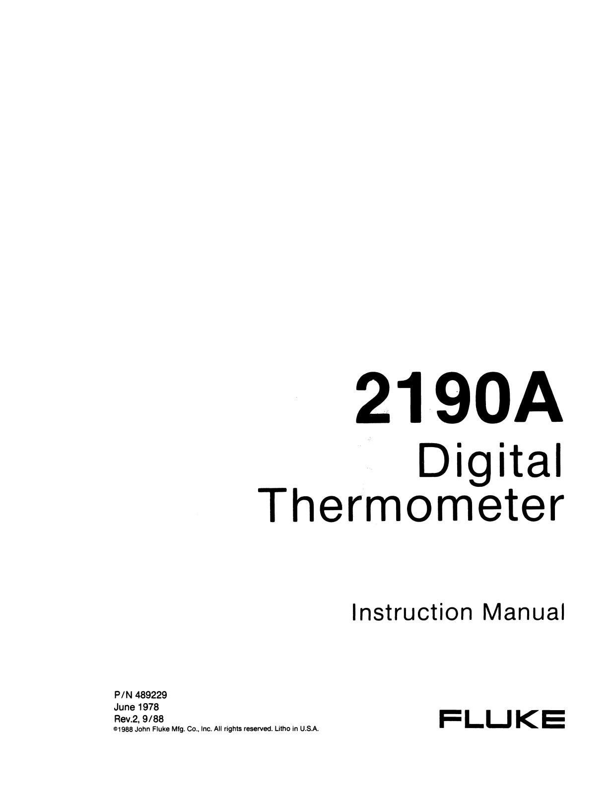 Fluke 2190A User Manual