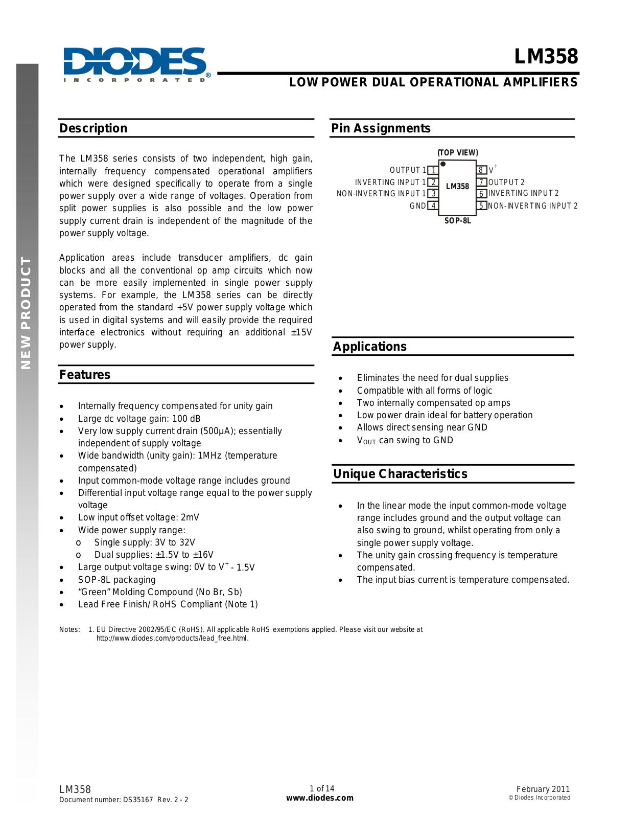 Diodes LM358 User Manual