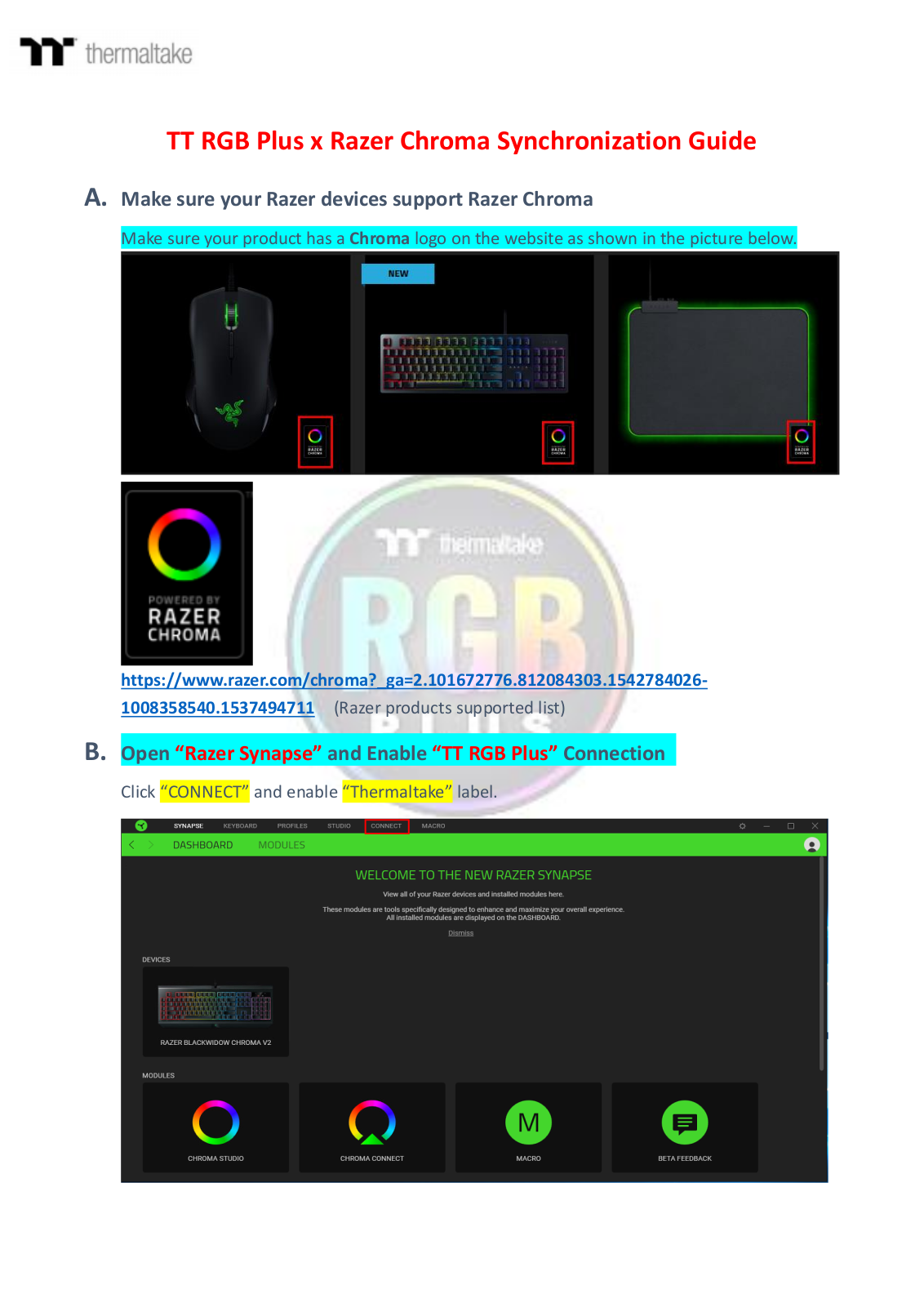 Thermaltake GMP-LVT-RGBHMS-01 User Manual