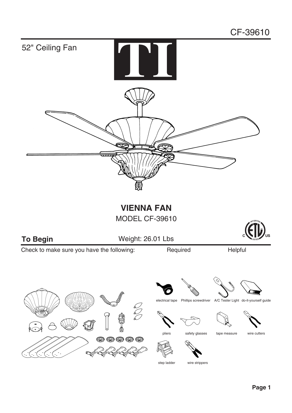 Triarch CF-39610 User Manual