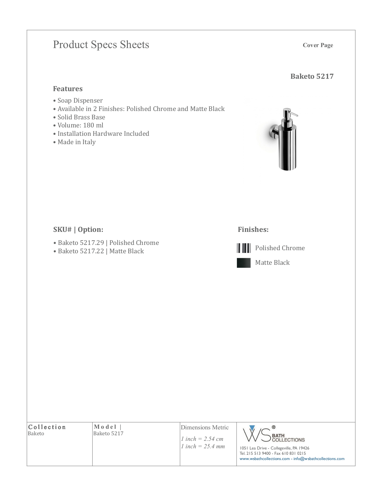 WS Bath Collections WSO1016 Specifications - ManualMachine.com