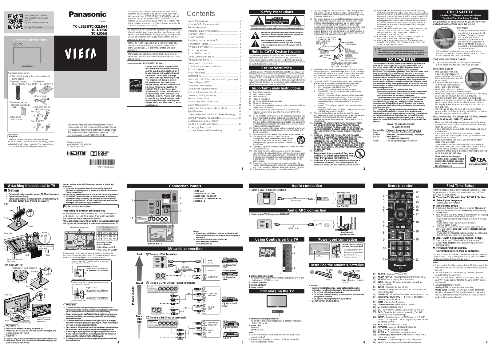 Panasonic TC-L32B6, TC-32LB64, TC-L39B6, TC-L50B6 User Manual