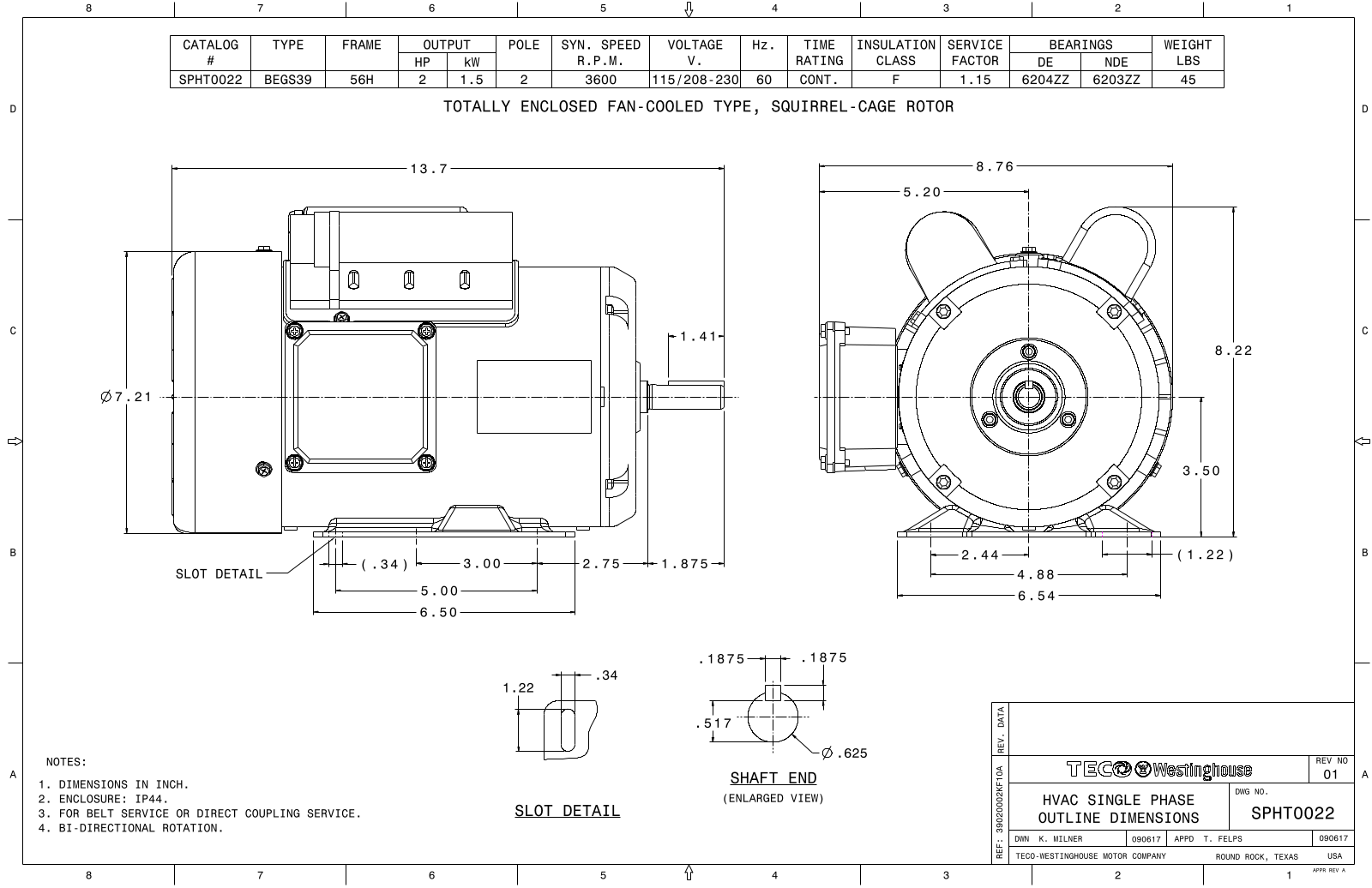 Teco SPHT0022 Reference Drawing