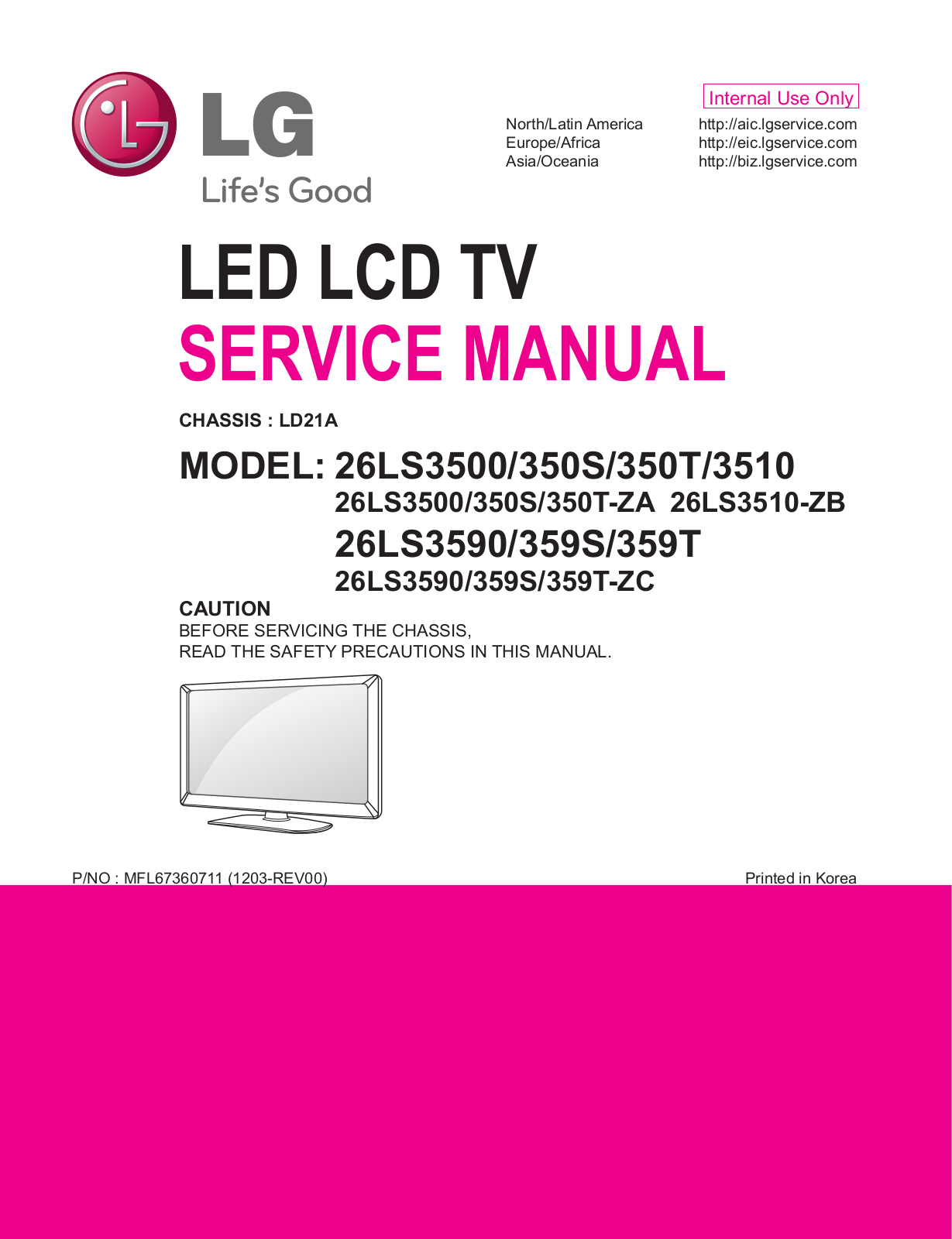 LG 26LS3590, 350T, 26LS359S, 359S, 26LS359T-ZC User Manual