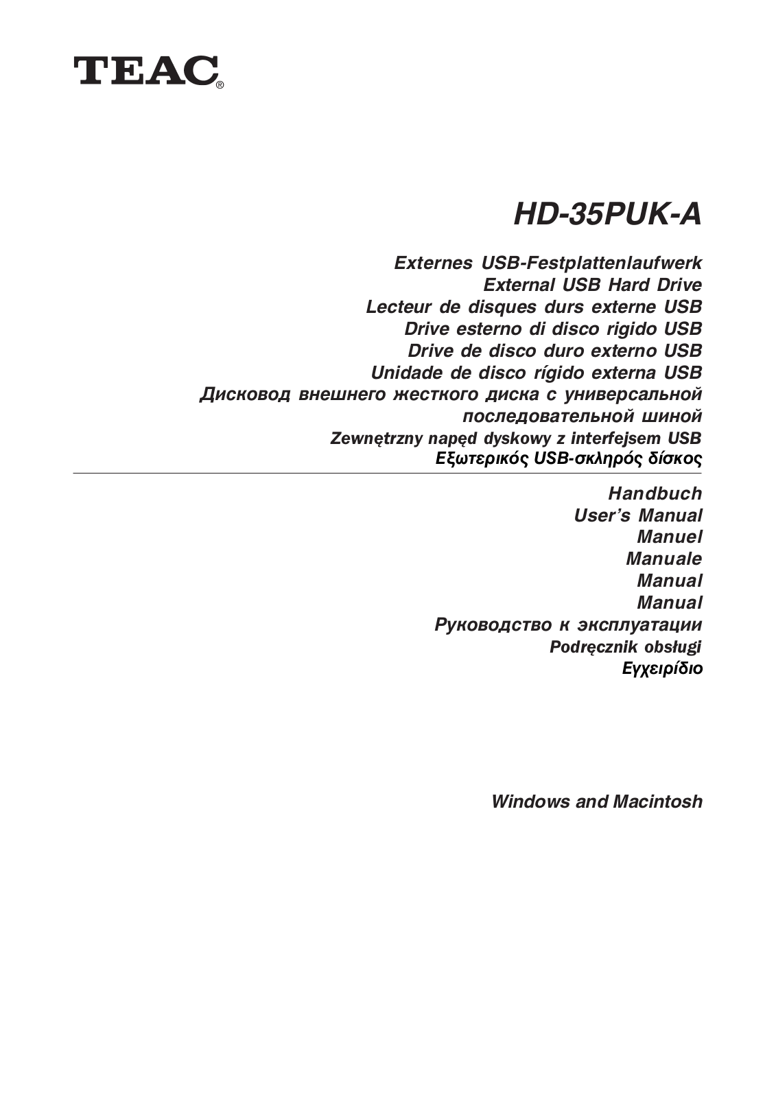 Teac HD35 User Manual