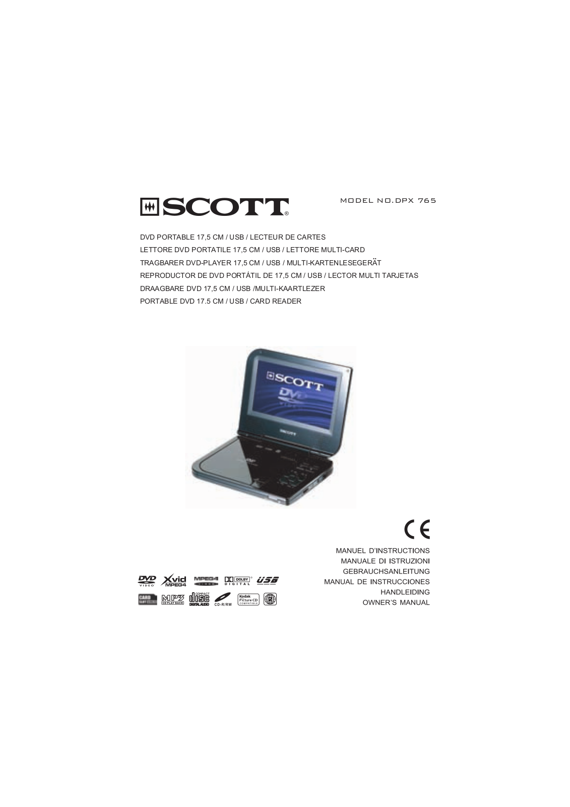 SCOTT DPX 765 BK User Manual