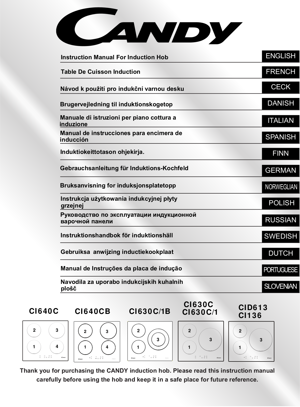 Candy 33801628 Instruction manual