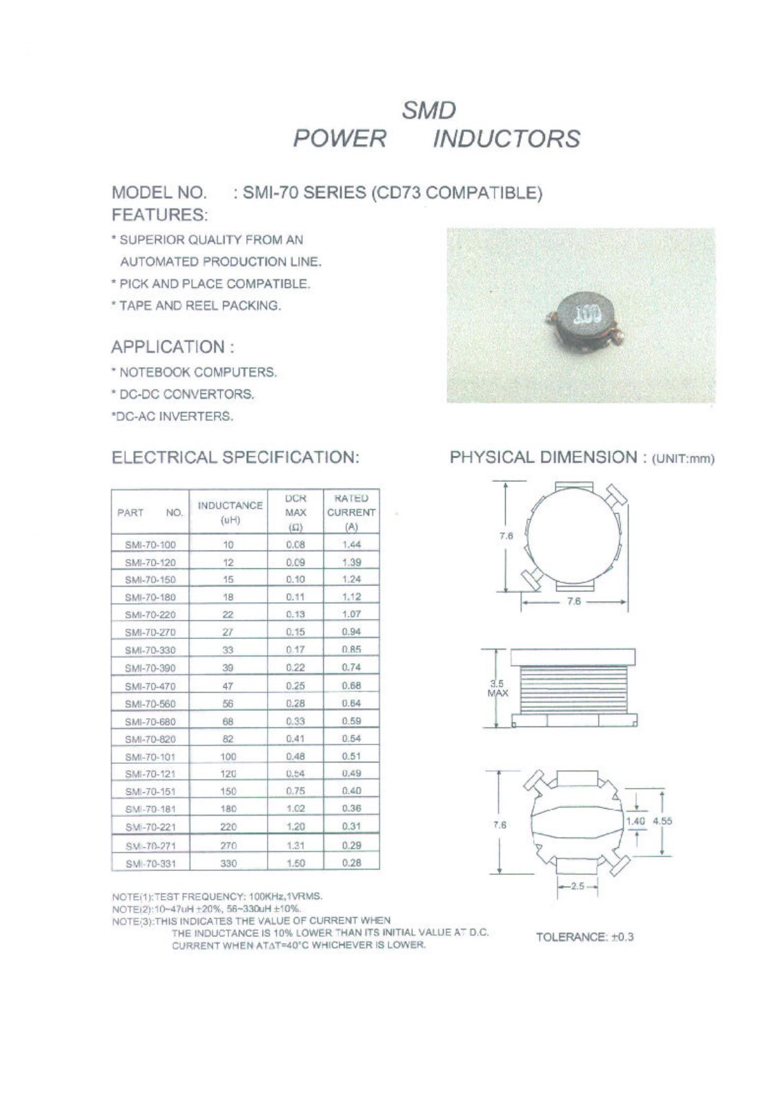 MICRO SMI-70-100, SMI-70-101, SMI-70-120, SMI-70-121, SMI-70-150 Datasheet