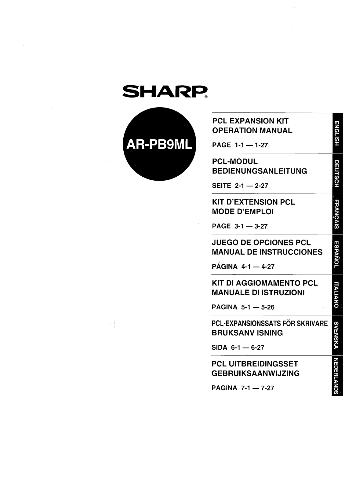 Sharp AR-PB9ML User Manual