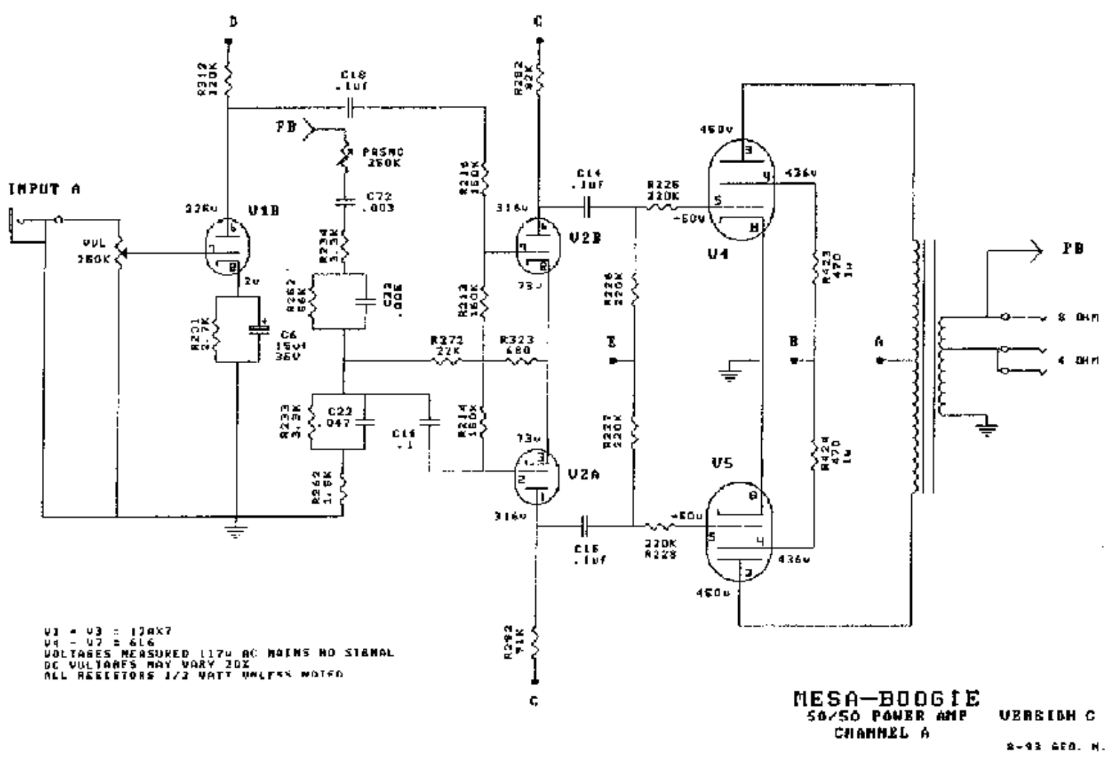 Mesa Boogie 50 schematic