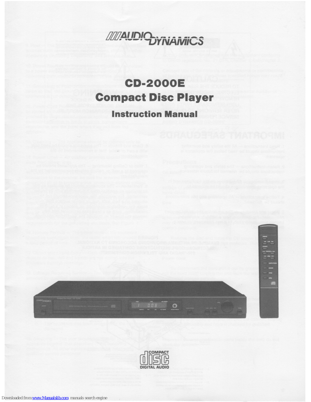 AUDIO DYNAMIX CD-2000E Instruction Manual - ManualMachine.com