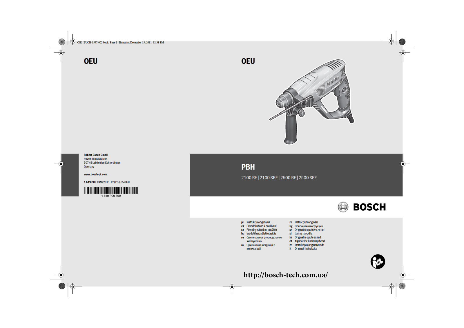 Bosch PBH 2100 User Manual