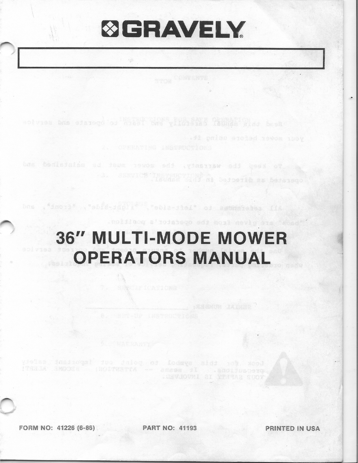 Gravely 41193 User Manual