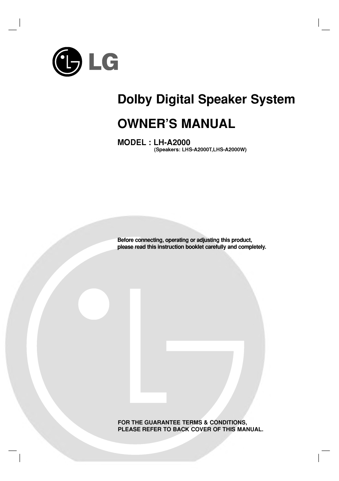 LG LHS-A2000W User Manual