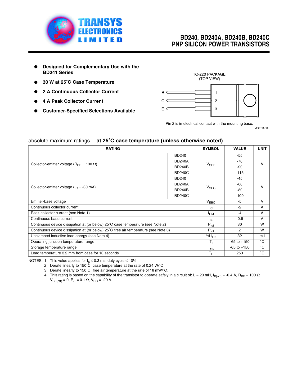 TEL BD240, BD240, BD240C, BD240C, BD240B Datasheet