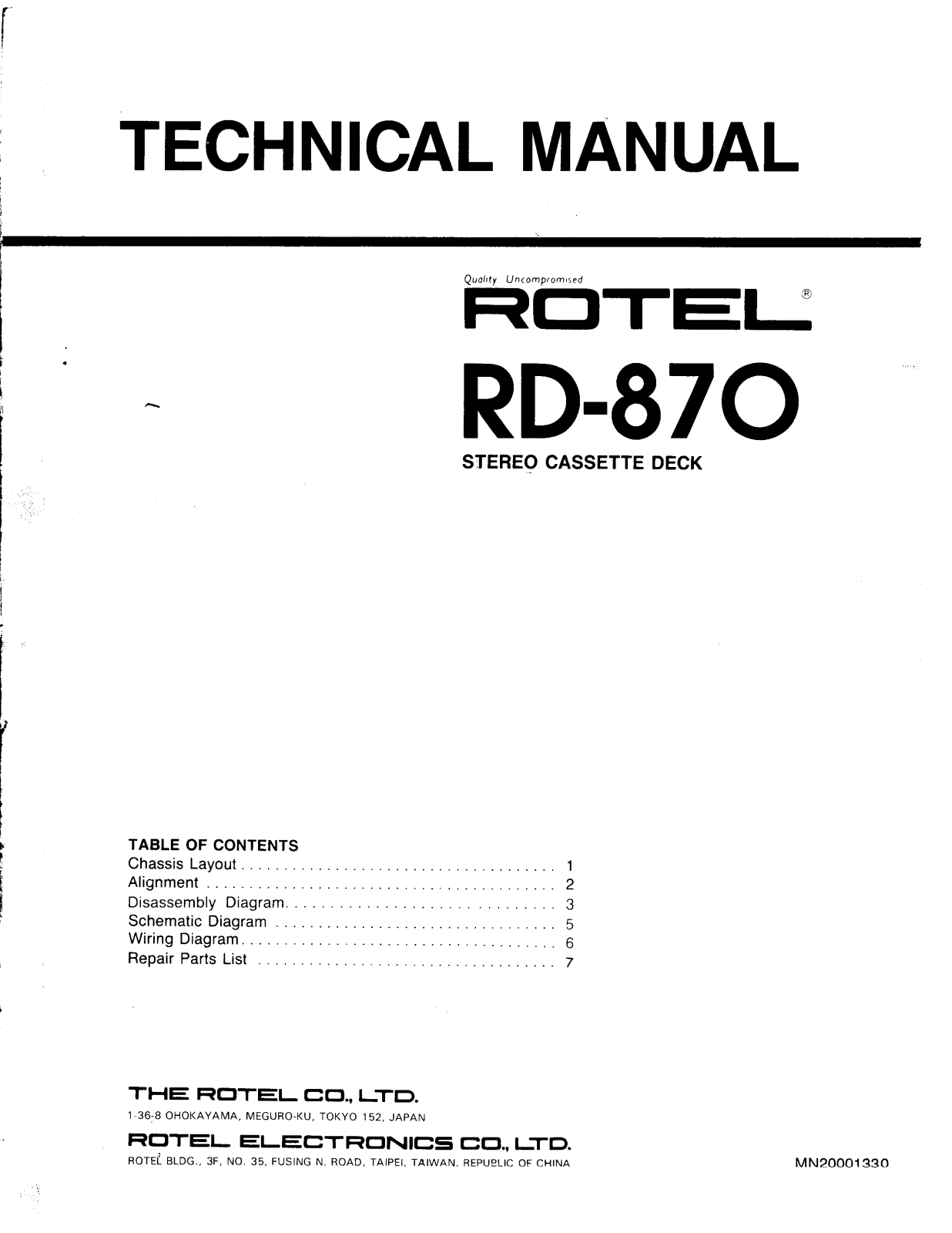 Rotel RD-870 Service manual